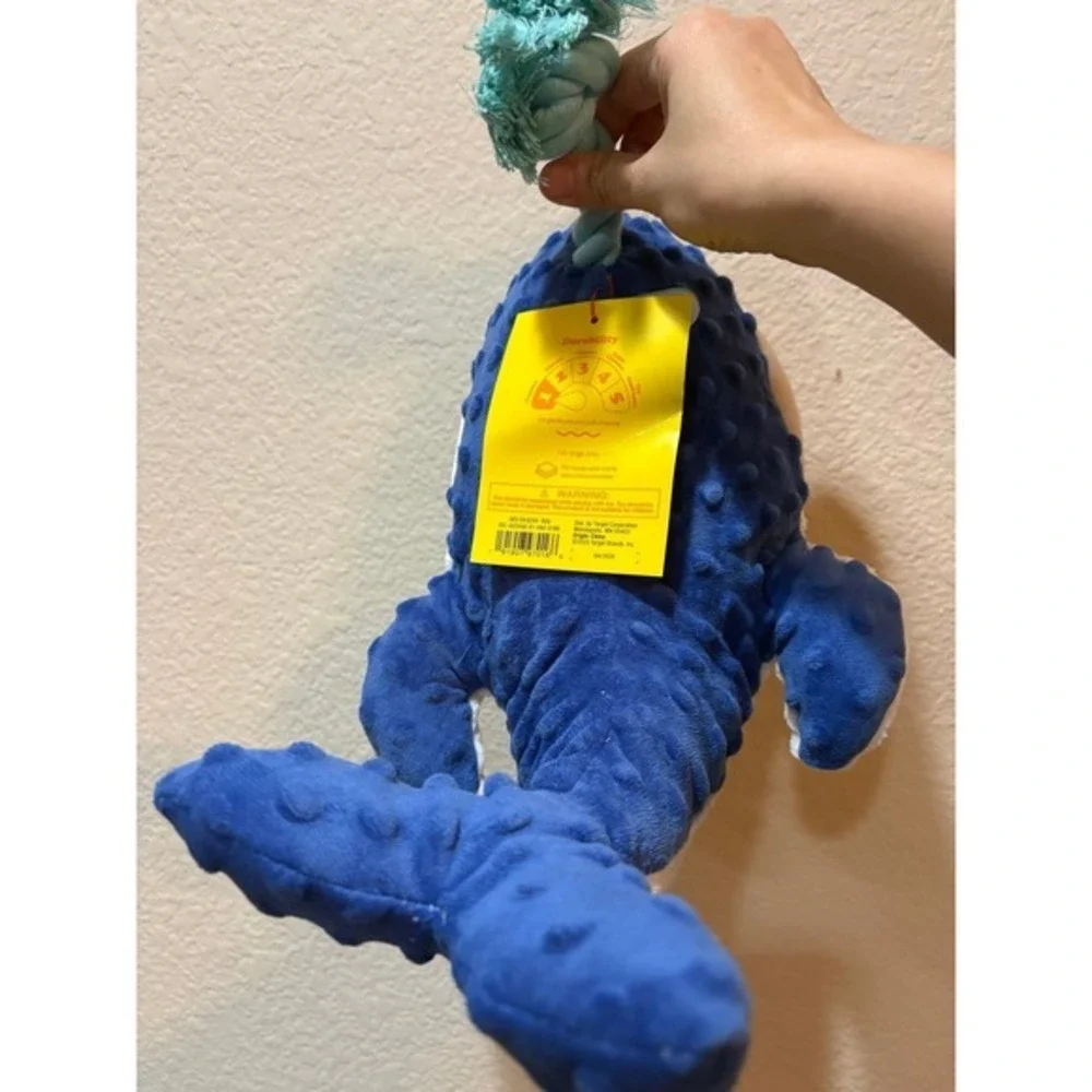 Blue Whale Plush Dog Toy with Rope Knot | Stuffed‎ Chew Toy ~14 Inches new